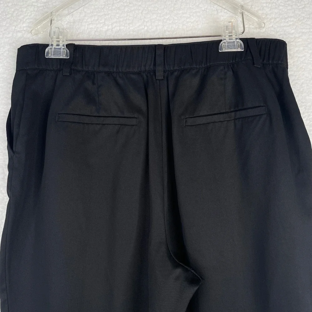 LOFT Curvy Pleated Tapered Pants Black 100% Lyocell Cropped Trousers 16P Womens